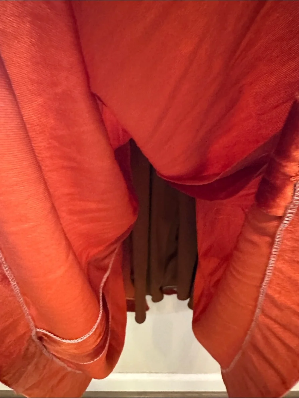 True Vintage Handmade Rust Orange Velvet Maxi Dress with Beaded Lace Trim S/M